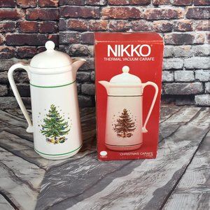 Nikko Christmas Tree Thermal Vacuum Carafe One Liter Coffee Tea Hot Drinks New